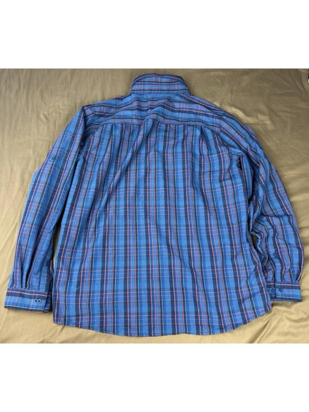 The North Face Men's XL Plaid Hiking Shirt Long Sleeve Button Up Blue Orange